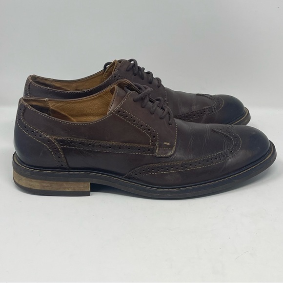 Vionic Bruno Shoes Mens 9 Brown Leather Wingtip Brogue Lace Up Derby Oxford - Picture 2 of 13